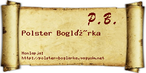 Polster Boglárka névjegykártya